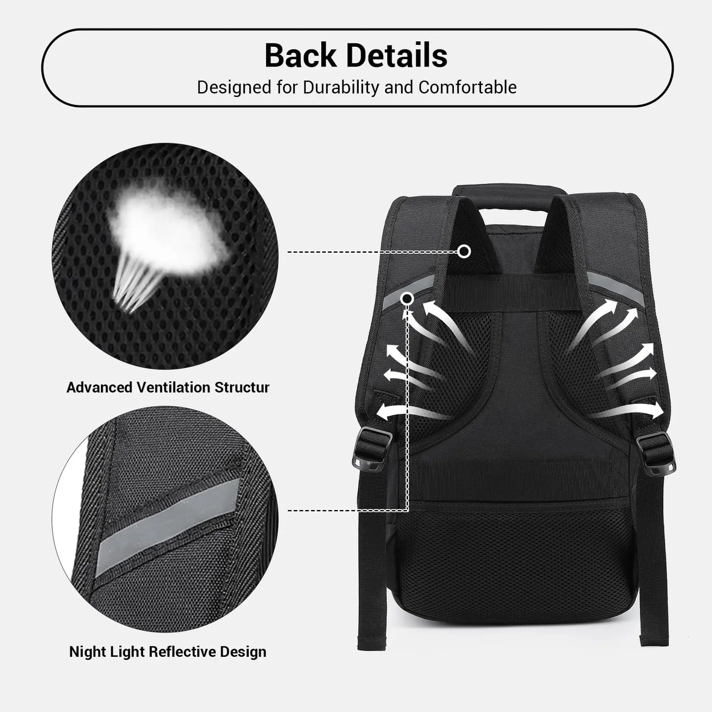 Kono Cabin bag 40x20x25 cm for Ryanair Under Seat hand luggage Backpack, Cabin Size 20L Black Minimalist